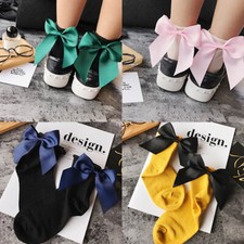Women's fashion cotton socks with big bow pure color casual women's socks cute