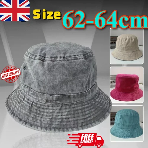 Unisex Oversize Big Head Bucket Hat Washed Distressed Cotton Fisherman Sun Hat