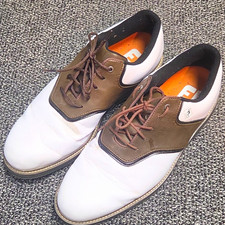 FootJoy FJ Originals White Brown Spiked Leather Golf Shoes Men's Size 11 W