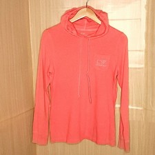 Vineyard Vines Womens Salmon Pink Hooded Long Sleeve Shirt XS