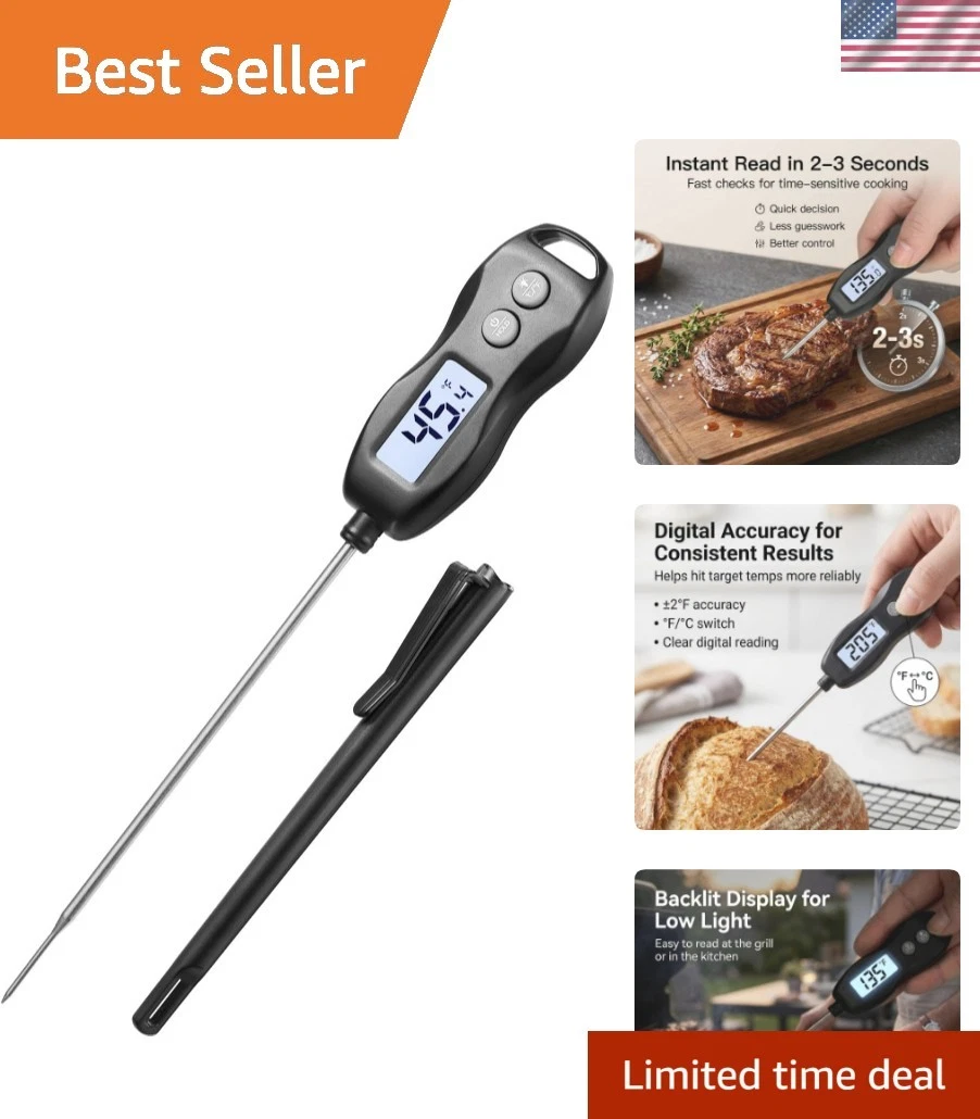 Digital Meat Thermometer for Cooking – Instant Read Food Thermometer with Bac...