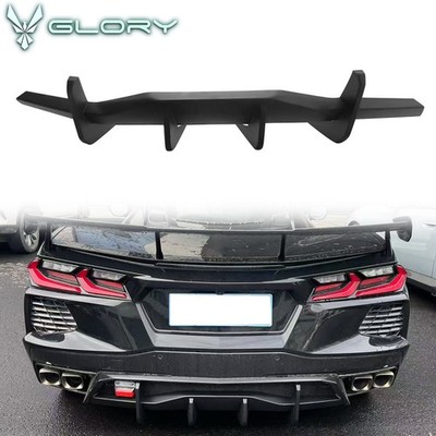 Fits 20-25 Chevy Corvette C8 Stingray Z51 Rear Diffuser ABS Fin Lip Matte Black