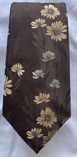 Vintage Men  s Tie Wemlon By Wembley Floral Brown, Yellow, Blue Polyester 54  