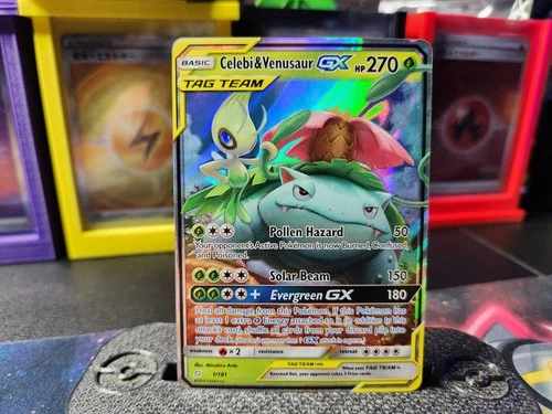 Pokémon TCG Celebi & Venusaur GX Holo Ultra Rare Card Sun & Moon Team Up 1/181