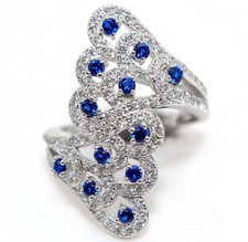 2CT Treated Blue Sapphire  Topaz 925 Genuine Sterling Silver Ring Sz 8 MK6-3