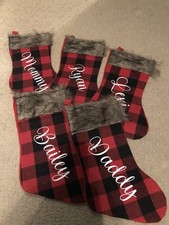 Farmhouse Christmas Stocking Buffalo Plaid Holiday Personalized  can do bulk  