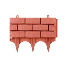 4pcs Flower Bed Border Red Modern Simple Plastic Brick Effect Garden Fence For