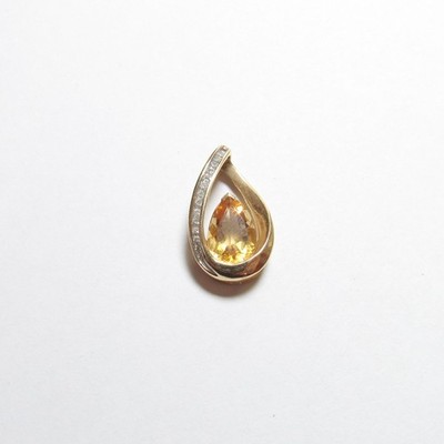 ALWAND VAHAN Estate 14K Yellow Gold 2.50 Ct Natural Citrine Diamond Pendant