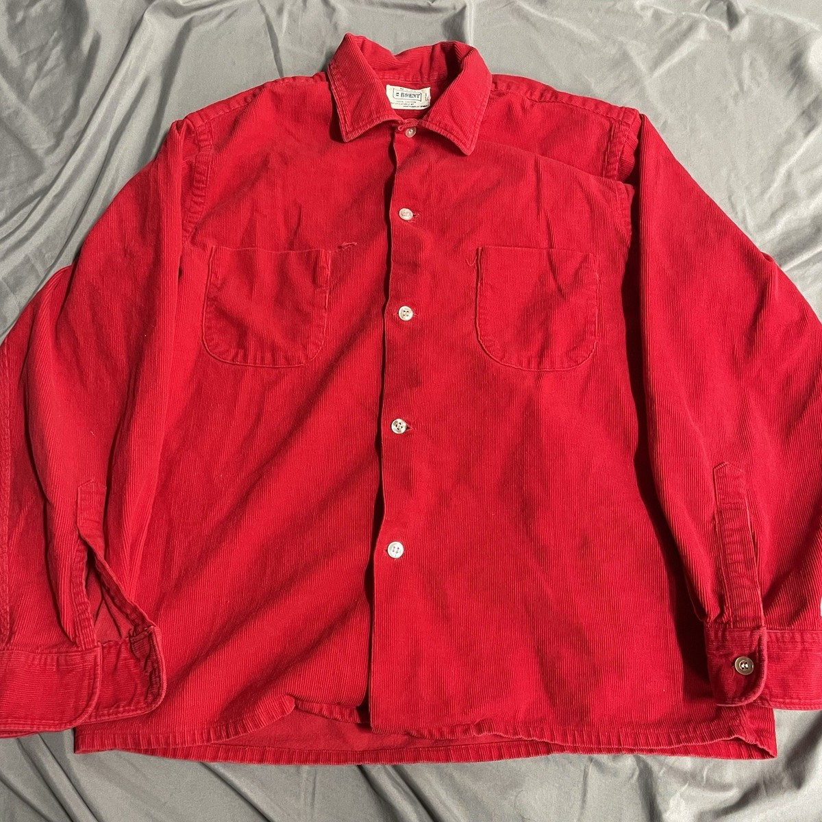 Vintage 50s Brent Montgomery Ward Shirt Size Medium Red Corduroy