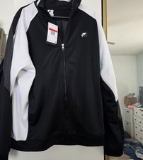 Nike Air Poly-Knit Full-Zip Black White Men's Track Jacket Sz L HJ0632-010