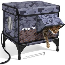 Heated Cat House Insulated Waterproof Outdoor Shelter Escape Door Easy Assembly