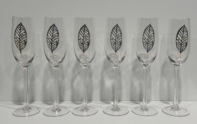 EVEREST 6 Stunning Gold Leaf  Decal Champagne Flutes/ Wine Glasses  9 .75  High