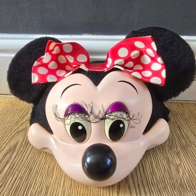 Vintage 3D Minnie Mouse Mütze Disney Snapback Kappe pelzige Ohren Erwachsene Hartplastik USA