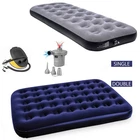 Double Single Flocked Camping Airbed Inflatable Mattress Blow Up Air Bed Pump