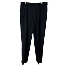 Axist Men's Dress Pants 36 x 34 Black Flat Front Polyester Rayon Slacks Formal
