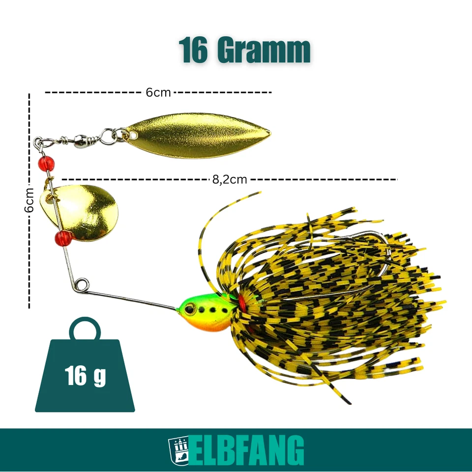 ✅Spinnerbait Set 5 Stück mit Box – Kunstköder Raubfisch Hecht Barsch Zander - Bild 2 von 4