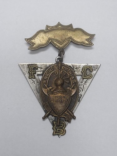 Antique Fraternal Knights of Pythias FCB Medal Triangle Copyright 1874 PIN BADGE