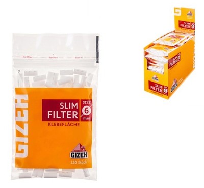 GIZEH Slim Filter 6 mm 120er Beutel Klebefläche Drehfilter Eindrehfilter