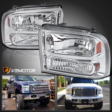 Fits 2005-2007 Ford F250 F350 F450 F550 SuperDuty Headlights Left+Right 05 06 07