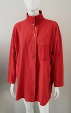 Yacco Maricard Tricot Vtg Red Cotton Light Pullover Jacket Shirt Lagenlook Uk10
