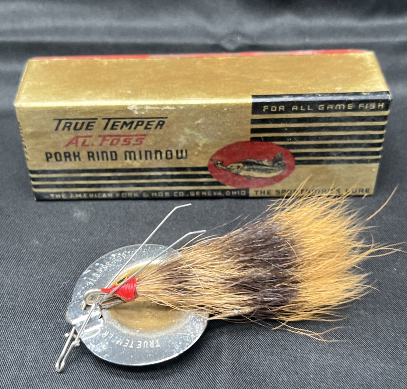 Al Ross True Temper Pork Rind Minnow Lure W Box & True Temper 31 Bass