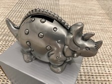 Brand New Dinosaur Triceratops Pewter Money Box