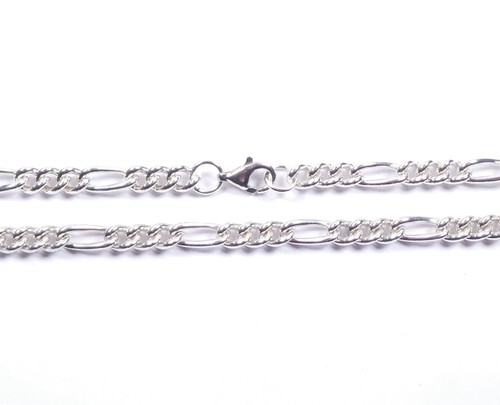 Figaro Necklace Chain Long 925 Sterling Silver Heavy 38.8g 24 Inches