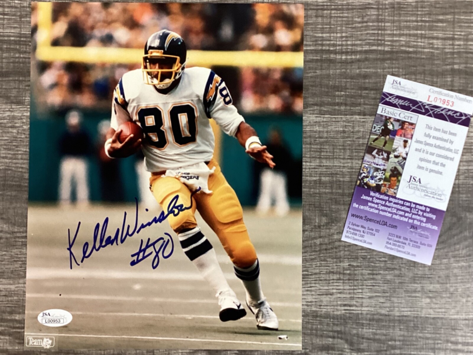 (SSG) KELLEN WINSLOW Signed 8X10 NFL Football Photo "Chargers H.O.F." - JSA COA 