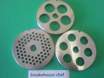 3) New sizes of meat grinder discs for KitchenAid KSMMGA.  1/8'', 1/2'' & 5/8''