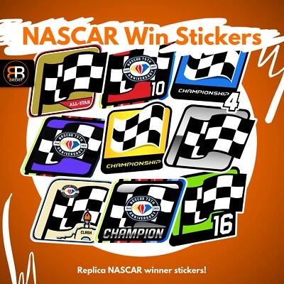 NASCAR 1:1 Custom Win Stickers 1/24 Diecast 75th All Star Clash Cup Playoffs
