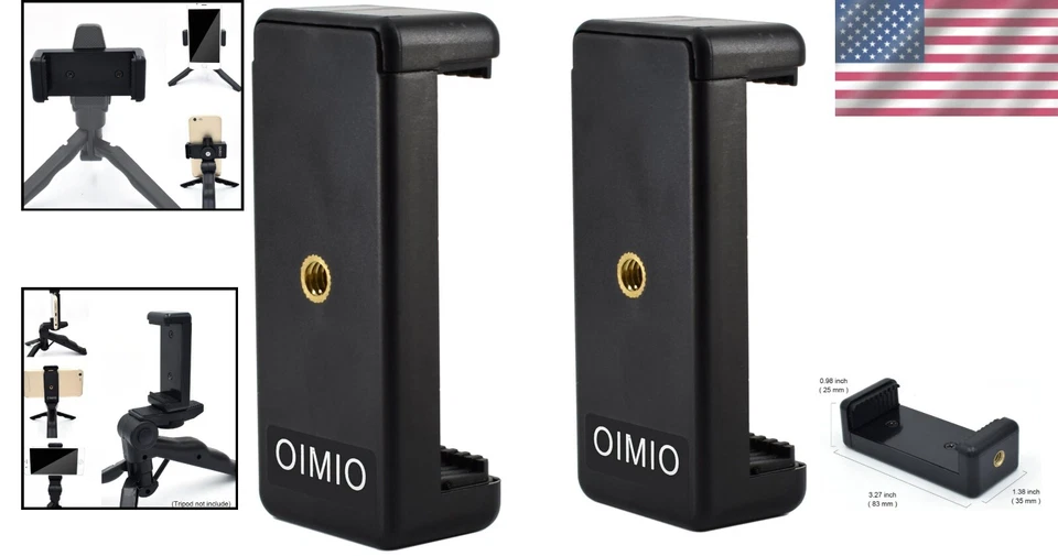 Adaptador de trípode universal para teléfono inteligente de calidad premium - Paquete de 2 para todos los dispositivos Foto 2 de 4