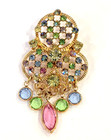 tone Spring colors Brooch Pin Lovely Pastel Rhinestone Bezel Crystal Gold