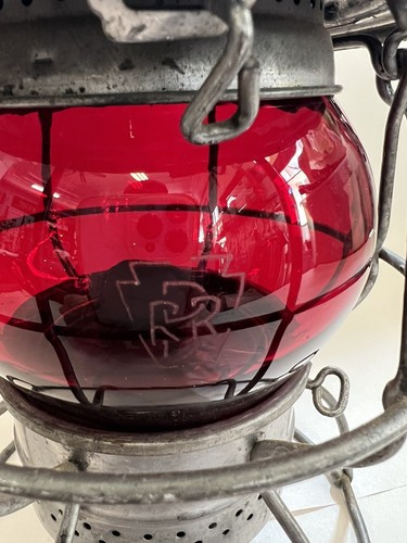 Vintage Adams & Westlake PRR Railroad Lantern Red Globe Etched PRR - Picture 2 of 17