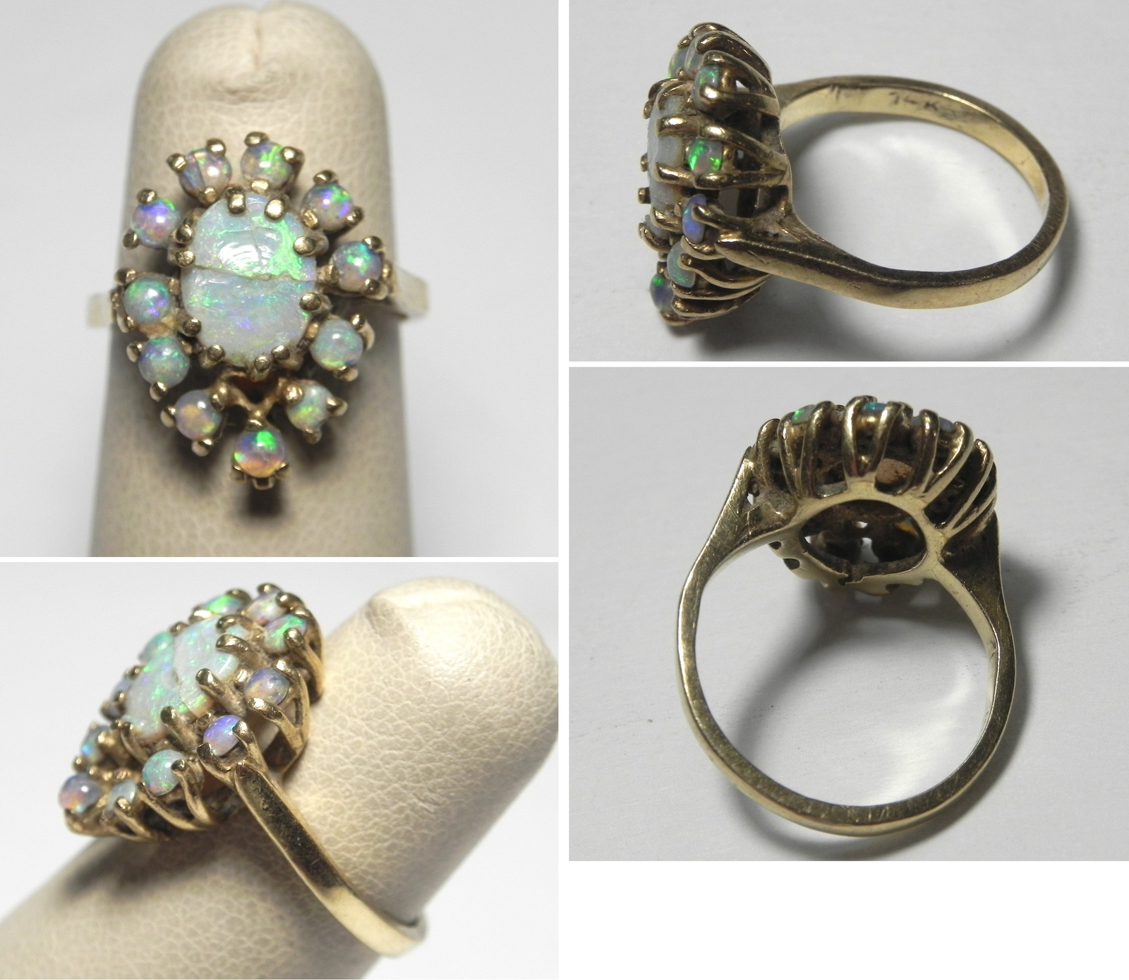 V295 Antique Solid 14K Yellow Gold Victorian Opal… - image 1