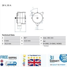 Alternator 0986037410 for Mercedes T2 LN1 86-94 T2 L 70-88 1350515 BOSCH