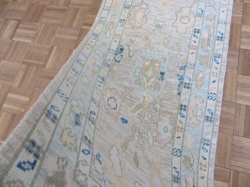 2'7 x 8'1 Runner Hand Knotted Gray Modern Oushak Oriental Rug G15806 - Picture 10 of 12