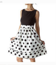 ELIZA J POLKA DOT BLACK & WHITE FIT & FLARE DRESS sz  0