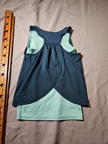 All In Motion Shorts Youth Girls Medium 7/8 Blue Active Layered Tank Top Logo - Picture 8 of 12