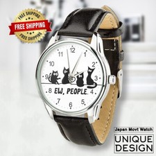 Reloj Ew People Cat, Divertido Anti Humor Social, Extravagante Gatos Negros Unisex Regalo