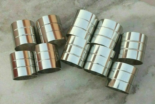 Lotto Di 10 Pezzi Vintage Ottone Placcato Argento Collari Per di Legno Canna Da - Foto 3 di 9