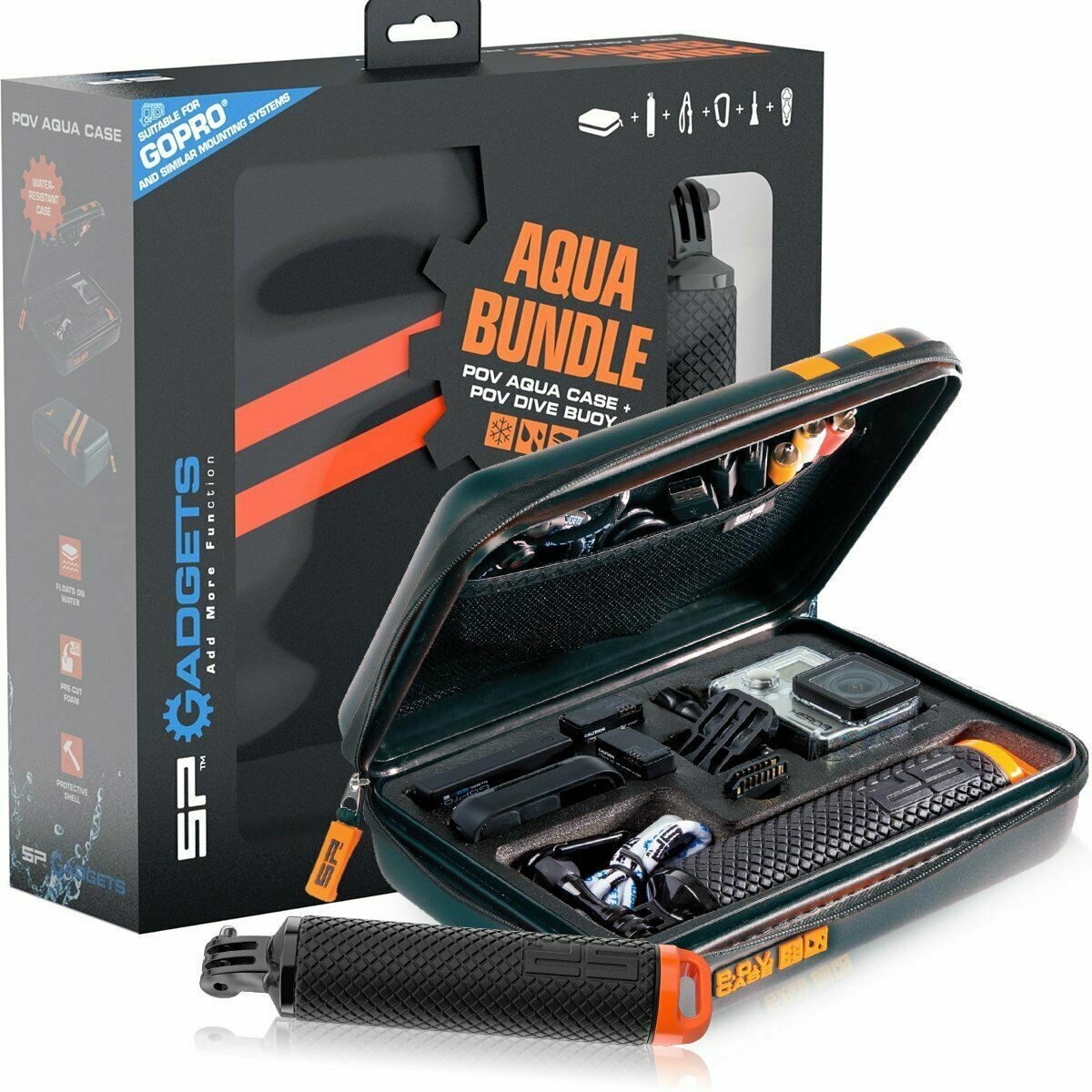 SP Gadgets Aqua Bundle - Estuche impermeable y punto de vista boya de buceo para cámaras GoPro