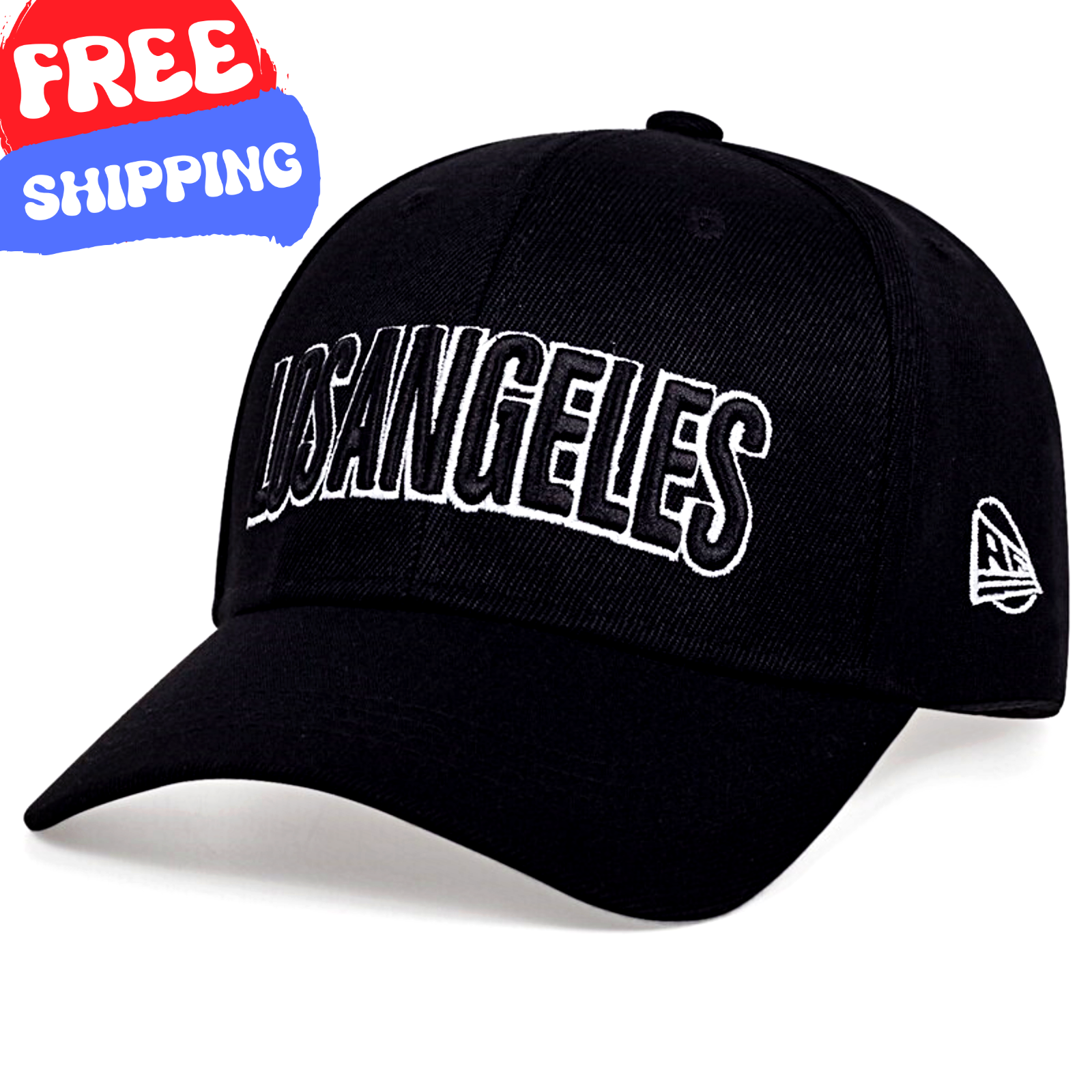 Black LA Sport Baseball Cap - Unisex Casual Fashion Outdoor Sun Hat-image