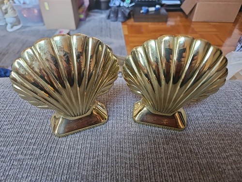 Vintage Baldwin Messing Buchstützen Jakobsmuschel Muschel Henry Ford Museum Greenfield EUC