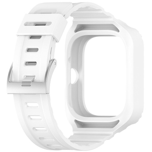 2 In 1 For Redmi Watch 4 Case + Strap Silicone Wristband Replacement (White) - Zdjęcie 6 z 9