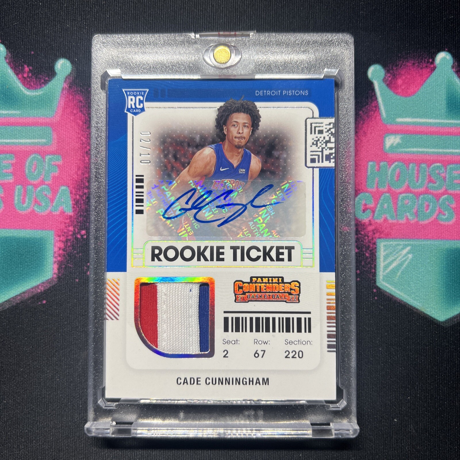 2021 Panini Contenders Cade Cunningham Rookie Ticket Swatch Auto Jersey Patch 2/10