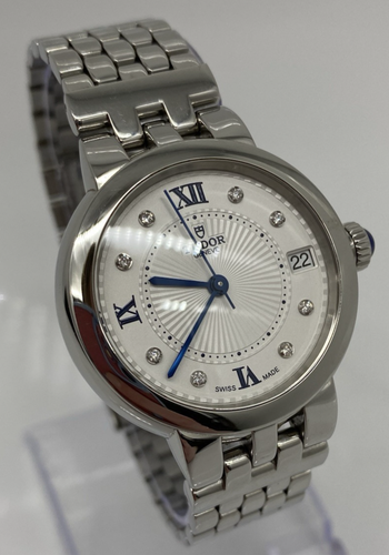 Tudor Clair De Rose M35800 Ladies Automatic 34mm Steel Diamond Dial Watch + Box - Picture 3 of 20