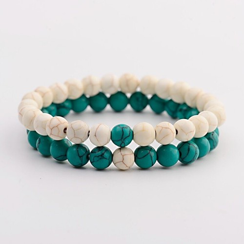 Couples Distance Bracelets Natural Wood Stone White And Black Yin Yang Bracelets - Picture 9 of 28