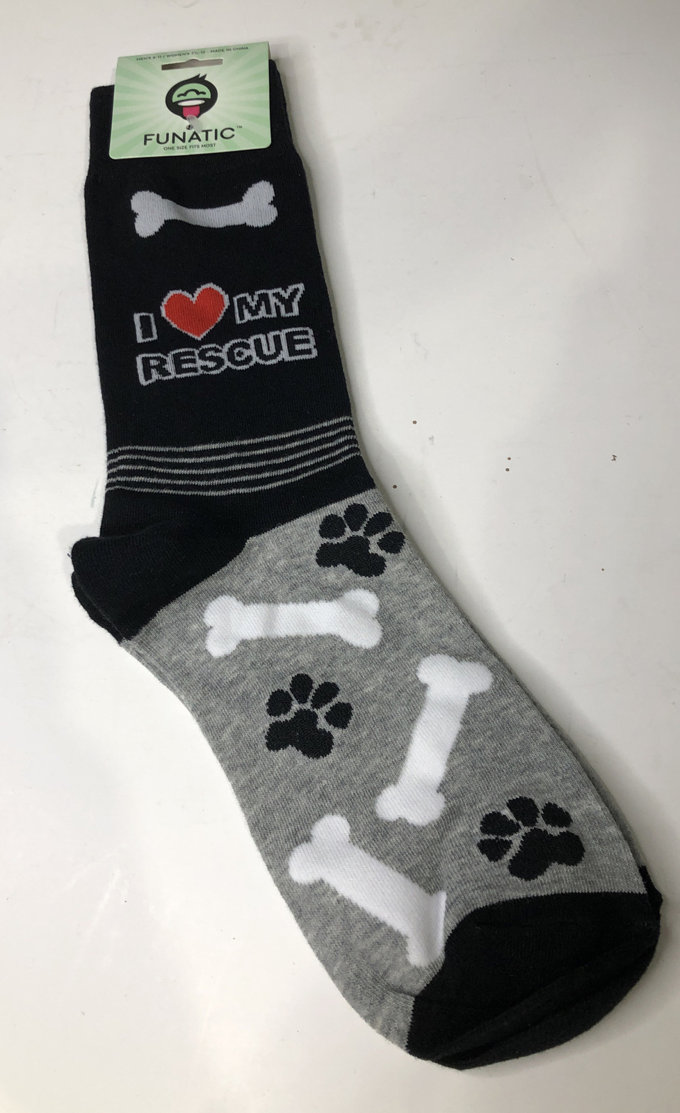 Socks I Love My Rescue Funatic Unisex One Size Fits Most