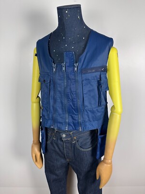 Dickies Grafters Work Cargo Vest Vintage Blue Mens Size M