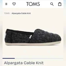 TOMS Women's 7 ALPARGATA Black CHUNKY Cable KNIT Slip On SHOES New ~ FREE SHIP!